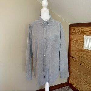 Hawker Rye Men’s Stretch Oxford Grey Long Sleeve Button Down Shirt Large Short